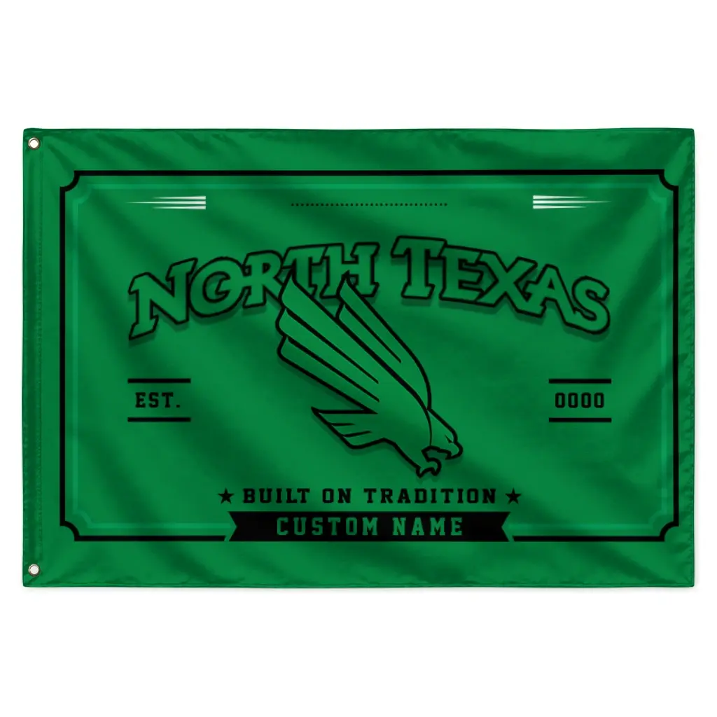 North Texas Mean Green House Flag Customized Ornate Border Green Best Selling North Texas Mean Green House Flag Customized Ornate Border Green Best Selling
