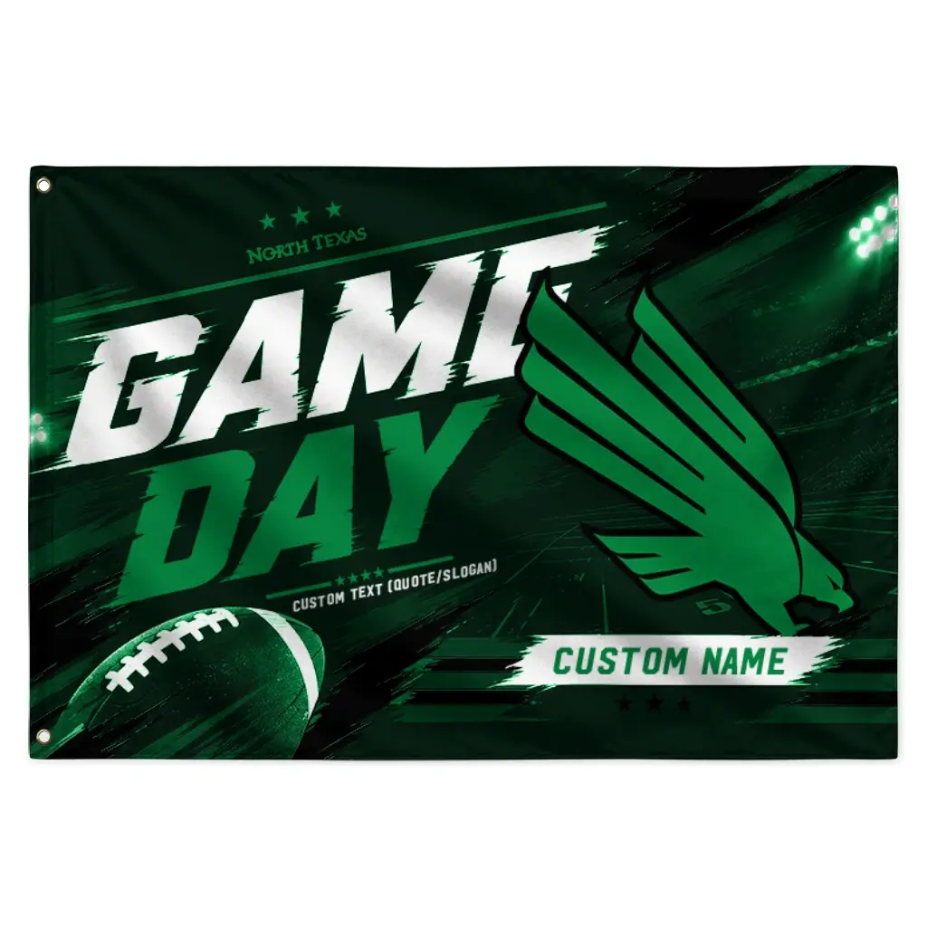 North Texas Mean Green House Flag Personalized Action Streaks Green Best Selling North Texas Mean Green House Flag Personalized Action Streaks Green Best Selling