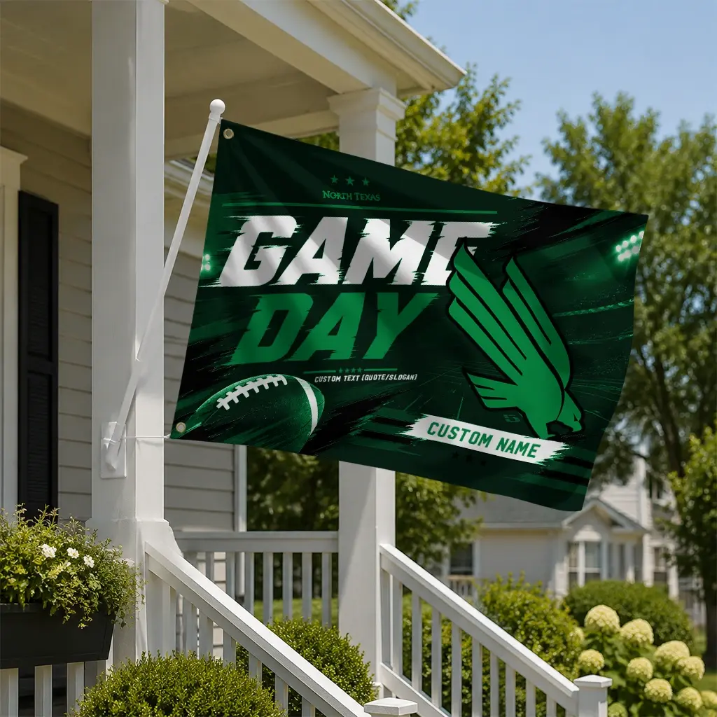 North Texas Mean Green House Flag Personalized Action Streaks Green New Arrival North Texas Mean Green House Flag Personalized Action Streaks Green New Arrival