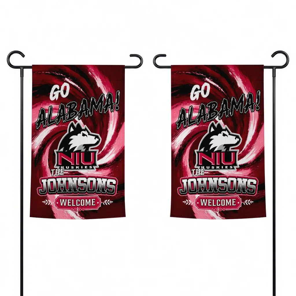 Northern Illinois Huskies Garden Flag Custom Swirl Vortex Red Fashion Forward Northern Illinois Huskies Garden Flag Custom Swirl Vortex Red Fashion Forward