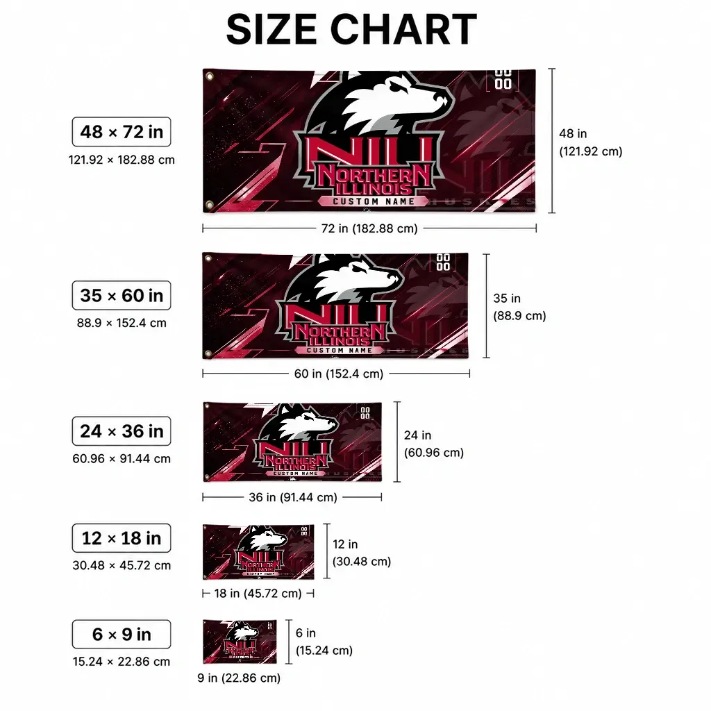 Northern Illinois Huskies House Flag Customized Speed Slashes Red High Quality Northern Illinois Huskies House Flag Customized Speed Slashes Red High Quality