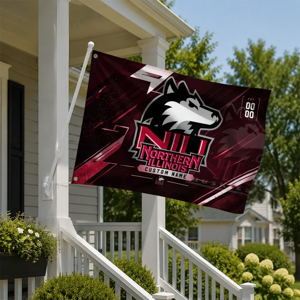 Northern Illinois Huskies House Flag Customized Speed Slashes Red New Arrival Northern Illinois Huskies House Flag Customized Speed Slashes Red New Arrival