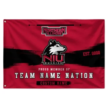 Northern Illinois Huskies House Flag Personalized Brushed Streaks Red Best Selling
