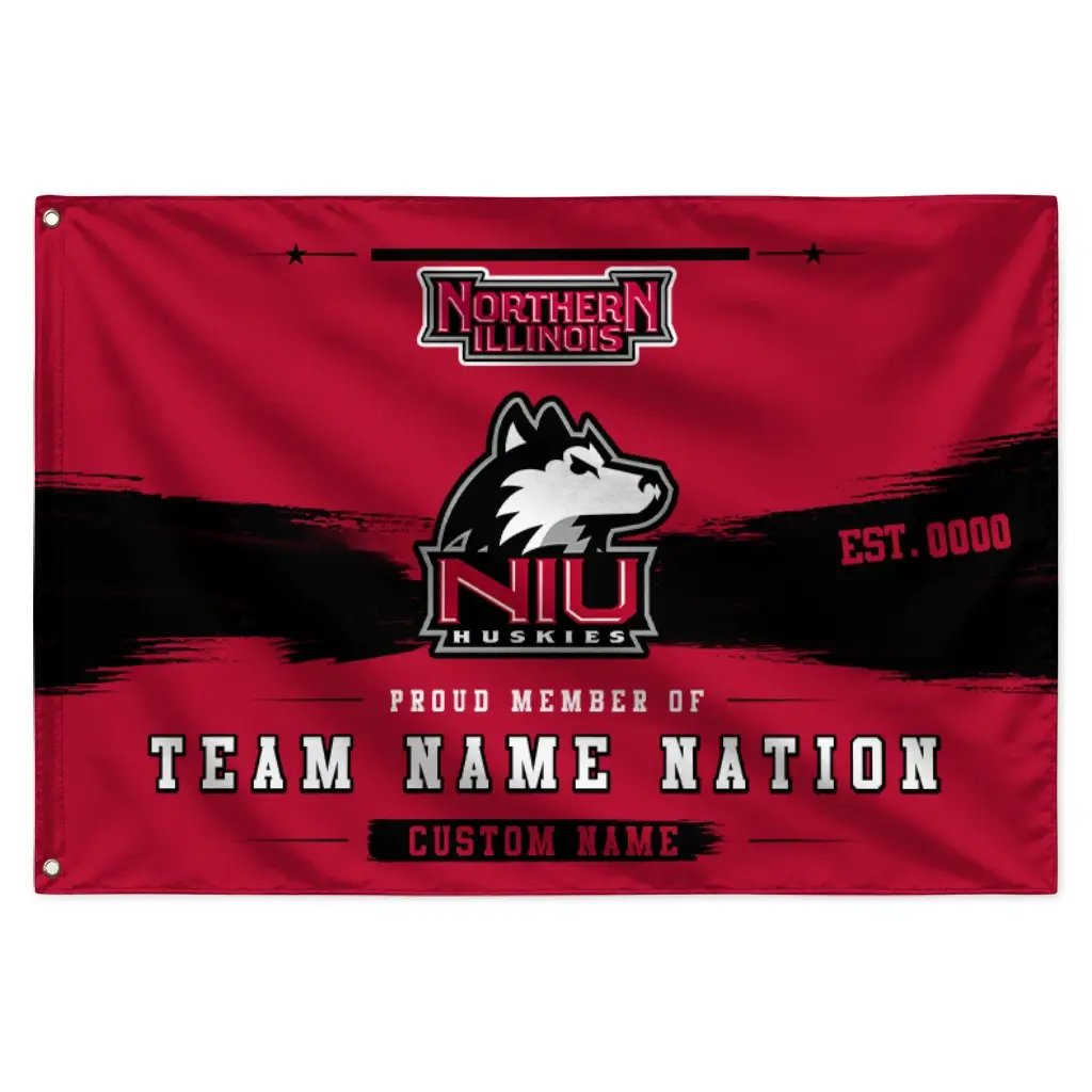 Northern Illinois Huskies House Flag Personalized Brushed Streaks Red Best Selling Northern Illinois Huskies House Flag Personalized Brushed Streaks Red Best Selling
