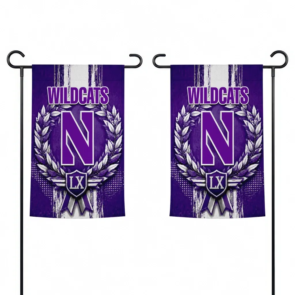 Northwestern Wildcats Garden Flag Personalized Laurel Wreath Purple Fashion Forward Northwestern Wildcats Garden Flag Personalized Laurel Wreath Purple Fashion Forward