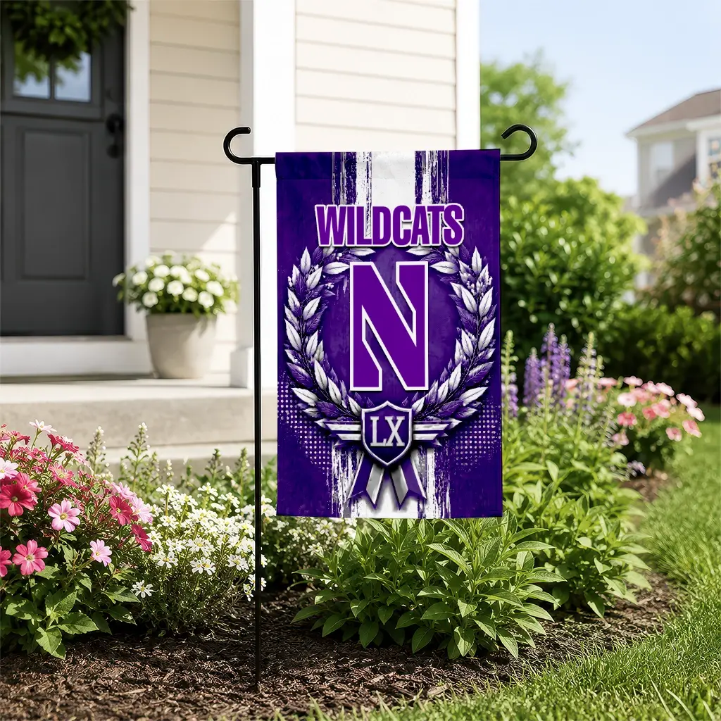 Northwestern Wildcats Garden Flag Personalized Laurel Wreath Purple New Arrival Northwestern Wildcats Garden Flag Personalized Laurel Wreath Purple New Arrival