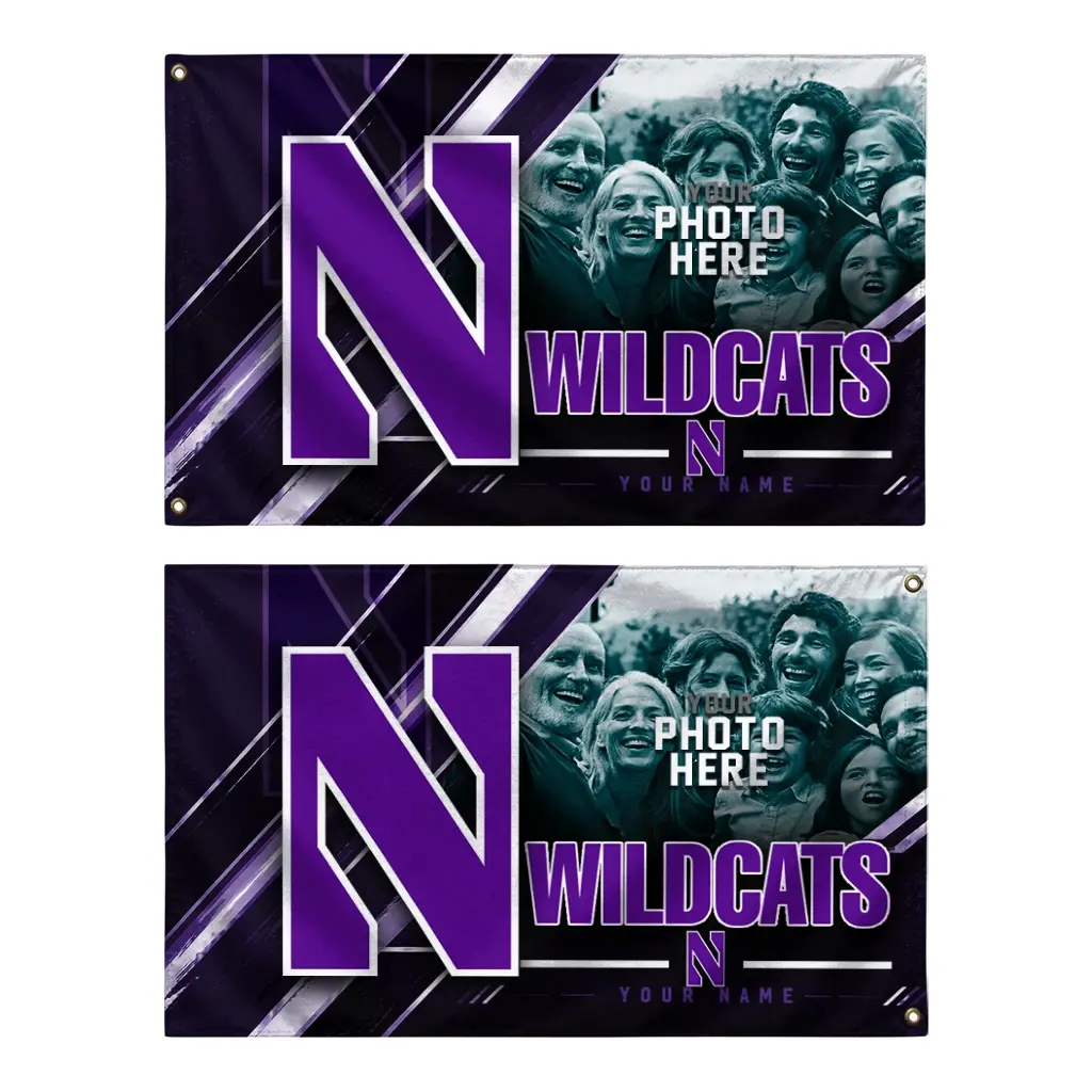 Northwestern Wildcats House Flag Customized Diagonal Stripes Purple Fashion Forward Northwestern Wildcats House Flag Customized Diagonal Stripes Purple Fashion Forward