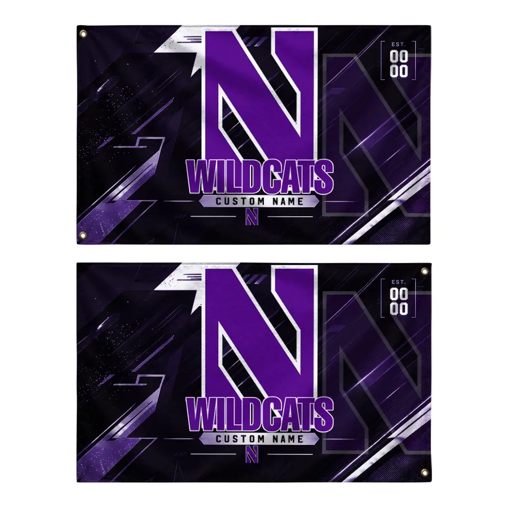 Northwestern Wildcats House Flag Personalized Speed Slashes Purple Fashion Forward Northwestern Wildcats House Flag Personalized Speed Slashes Purple Fashion Forward