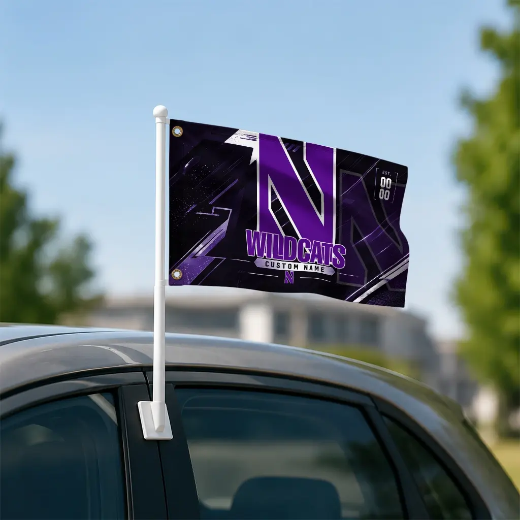 Northwestern Wildcats House Flag Personalized Speed Slashes Purple Latest Model Northwestern Wildcats House Flag Personalized Speed Slashes Purple Latest Model