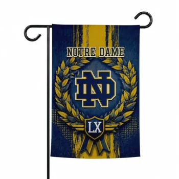 Notre Dame Fighting Irish Garden Flag Custom Laurel Wreath Navy Best Selling