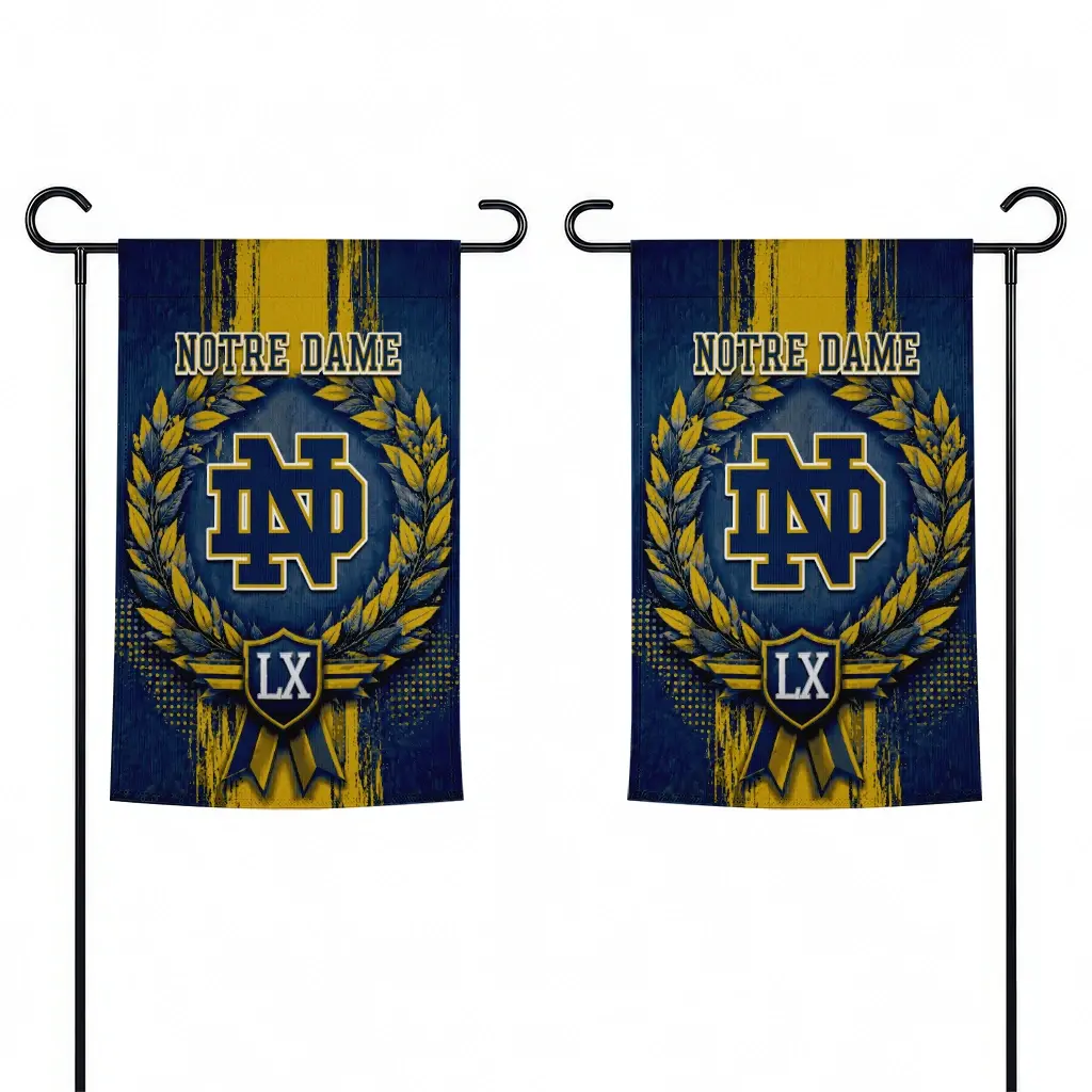 Notre Dame Fighting Irish Garden Flag Custom Laurel Wreath Navy Fashion Forward Notre Dame Fighting Irish Garden Flag Custom Laurel Wreath Navy Fashion Forward