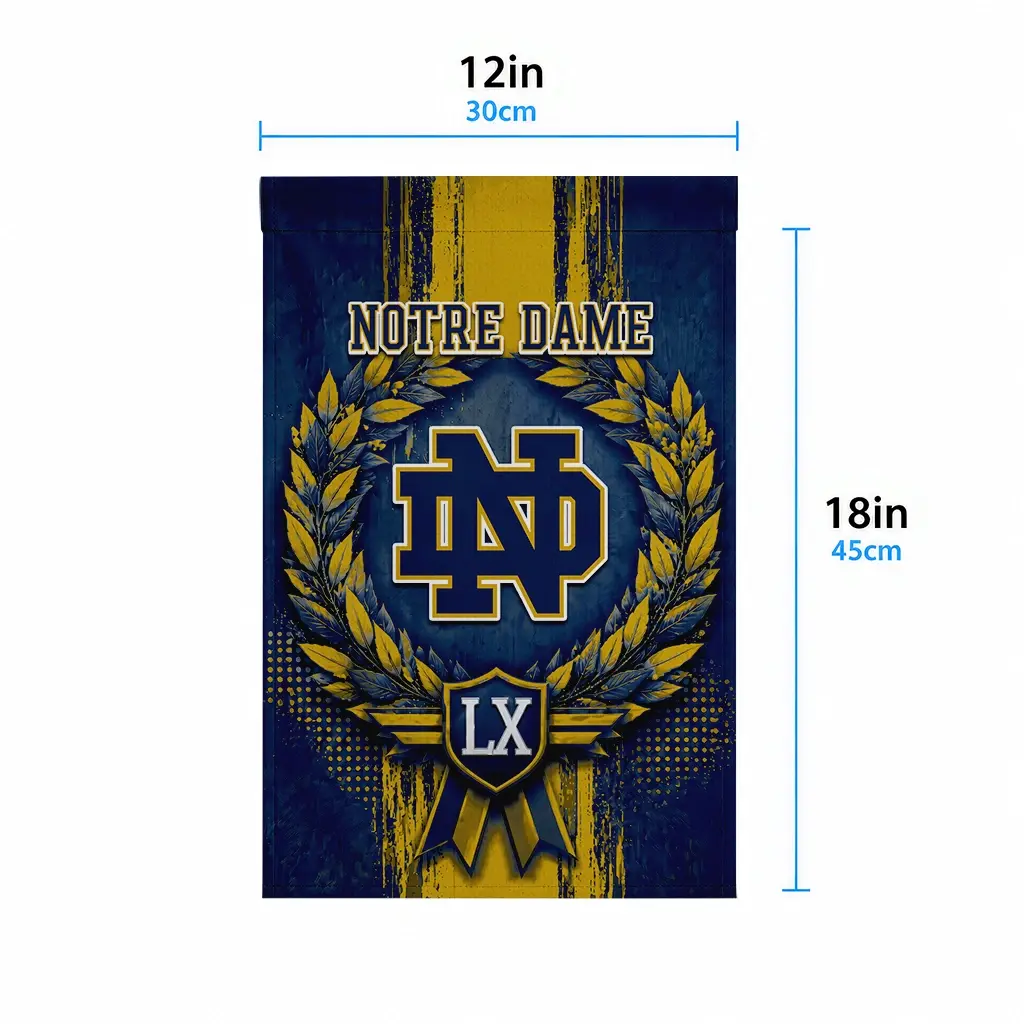 Notre Dame Fighting Irish Garden Flag Custom Laurel Wreath Navy High Quality Notre Dame Fighting Irish Garden Flag Custom Laurel Wreath Navy High Quality