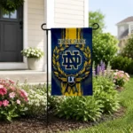 Notre Dame Fighting Irish Garden Flag Custom Laurel Wreath Navy Best Selling