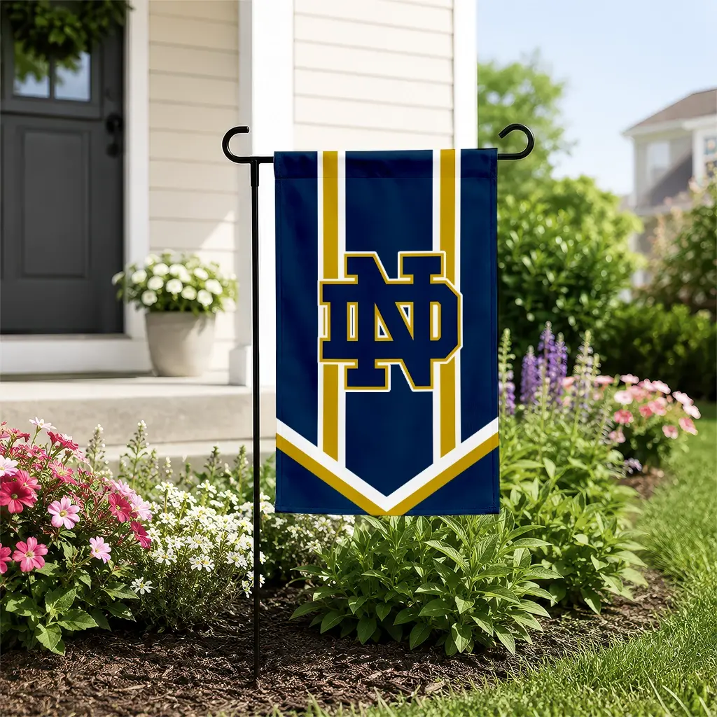 Notre Dame Fighting Irish Garden Flag Customized Chevron Stripes Navy New Arrival Notre Dame Fighting Irish Garden Flag Customized Chevron Stripes Navy New Arrival