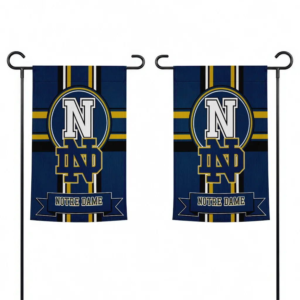 Notre Dame Fighting Irish Garden Flag Customized Circle Medallion Navy Fashion Forward Notre Dame Fighting Irish Garden Flag Customized Circle Medallion Navy Fashion Forward