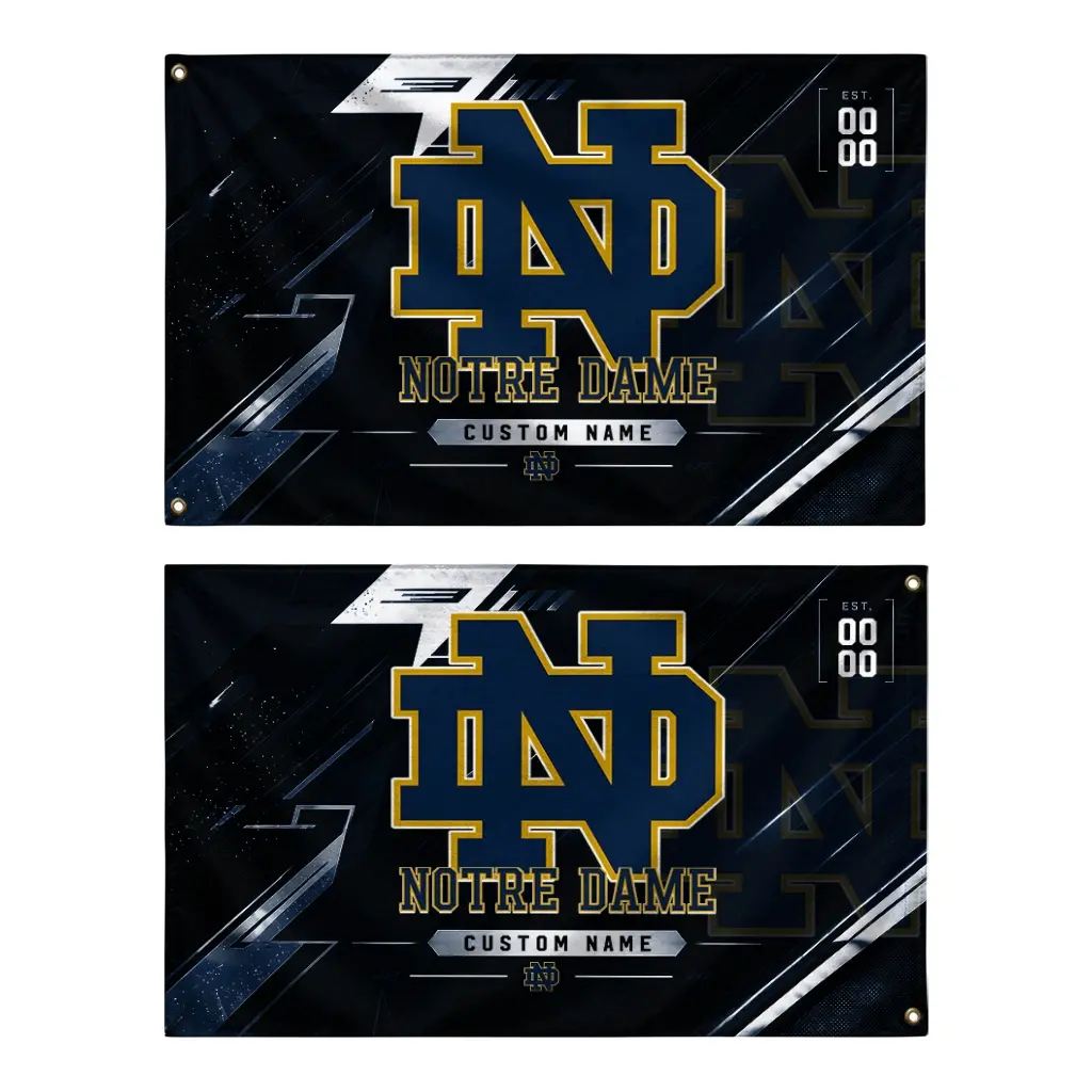 Notre Dame Fighting Irish House Flag Custom Speed Slashes Navy Fashion Forward Notre Dame Fighting Irish House Flag Custom Speed Slashes Navy Fashion Forward