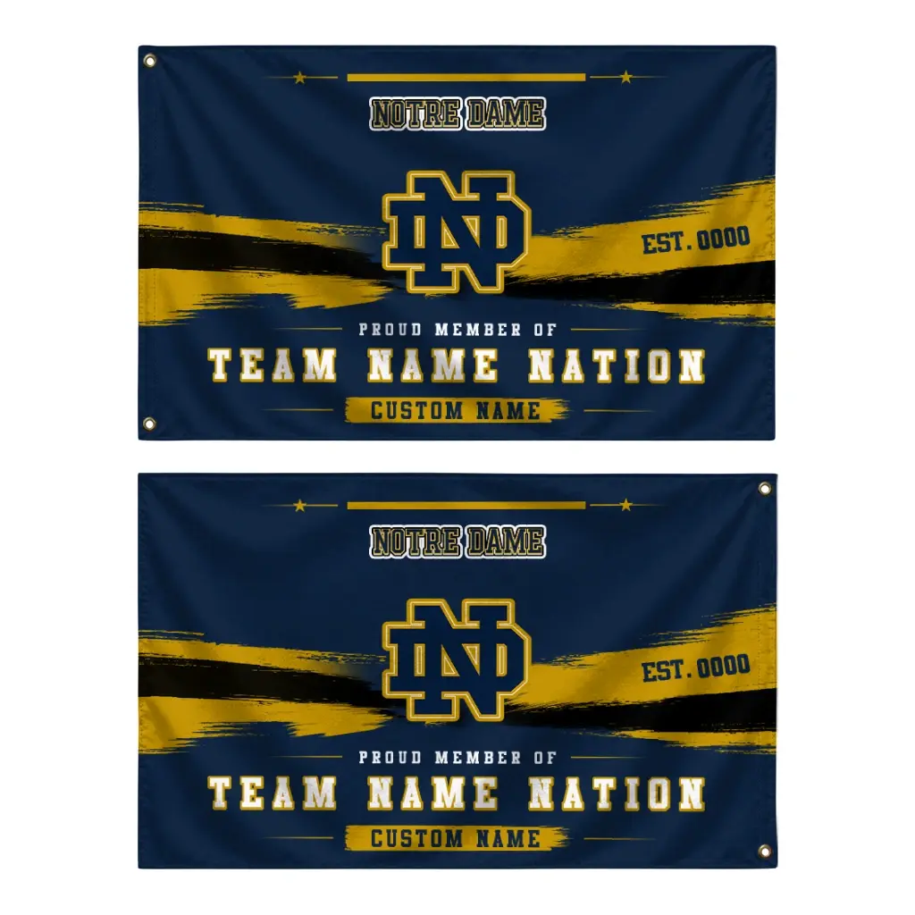 Notre Dame Fighting Irish House Flag Customized Brushed Streaks Navy Fashion Forward Notre Dame Fighting Irish House Flag Customized Brushed Streaks Navy Fashion Forward