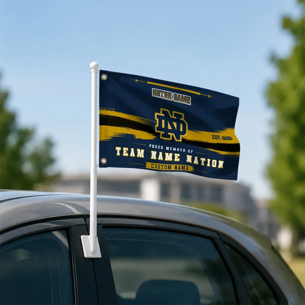 Notre Dame Fighting Irish House Flag Customized Brushed Streaks Navy Latest Model Notre Dame Fighting Irish House Flag Customized Brushed Streaks Navy Latest Model