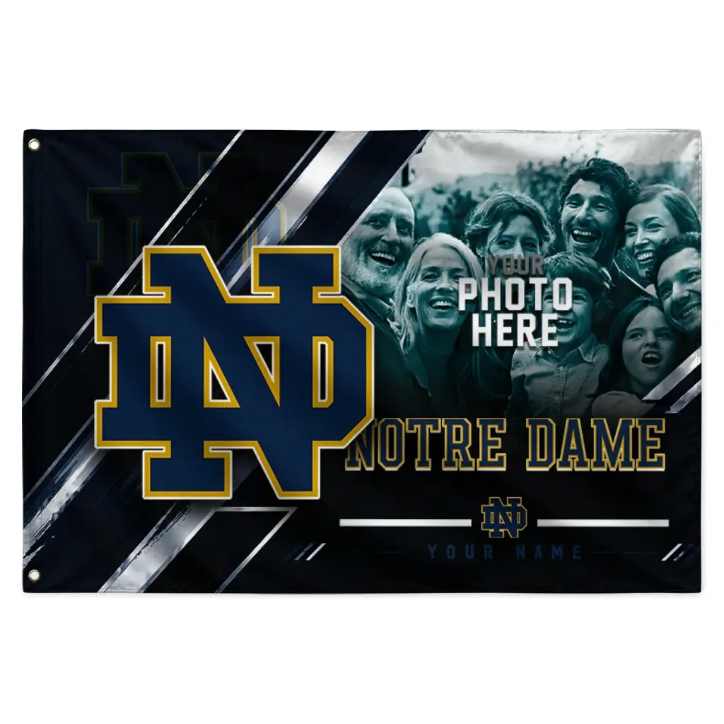 Notre Dame Fighting Irish House Flag Personalized Diagonal Stripes Navy Best Selling Notre Dame Fighting Irish House Flag Personalized Diagonal Stripes Navy Best Selling