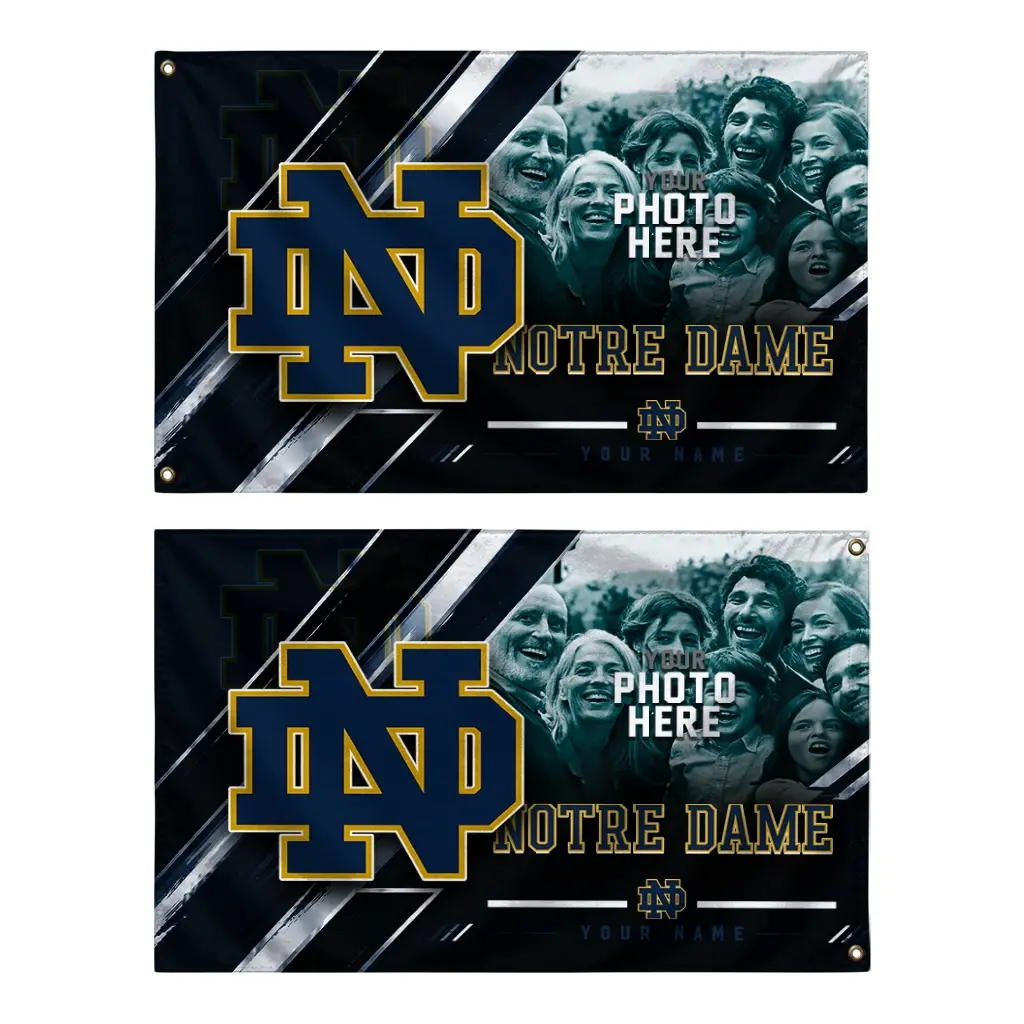 Notre Dame Fighting Irish House Flag Personalized Diagonal Stripes Navy Fashion Forward Notre Dame Fighting Irish House Flag Personalized Diagonal Stripes Navy Fashion Forward