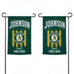 Oakland Athletics Garden Flag Personalized Distressed Stripes Green Best Selling