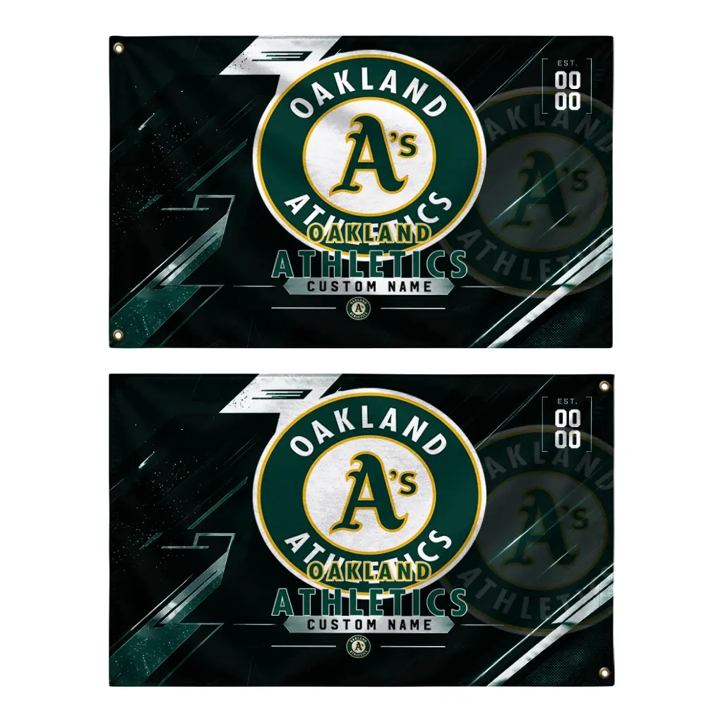 Oakland Athletics House Flag Personalized Speed Slashes Green Fashion Forward Oakland Athletics House Flag Personalized Speed Slashes Green Fashion Forward