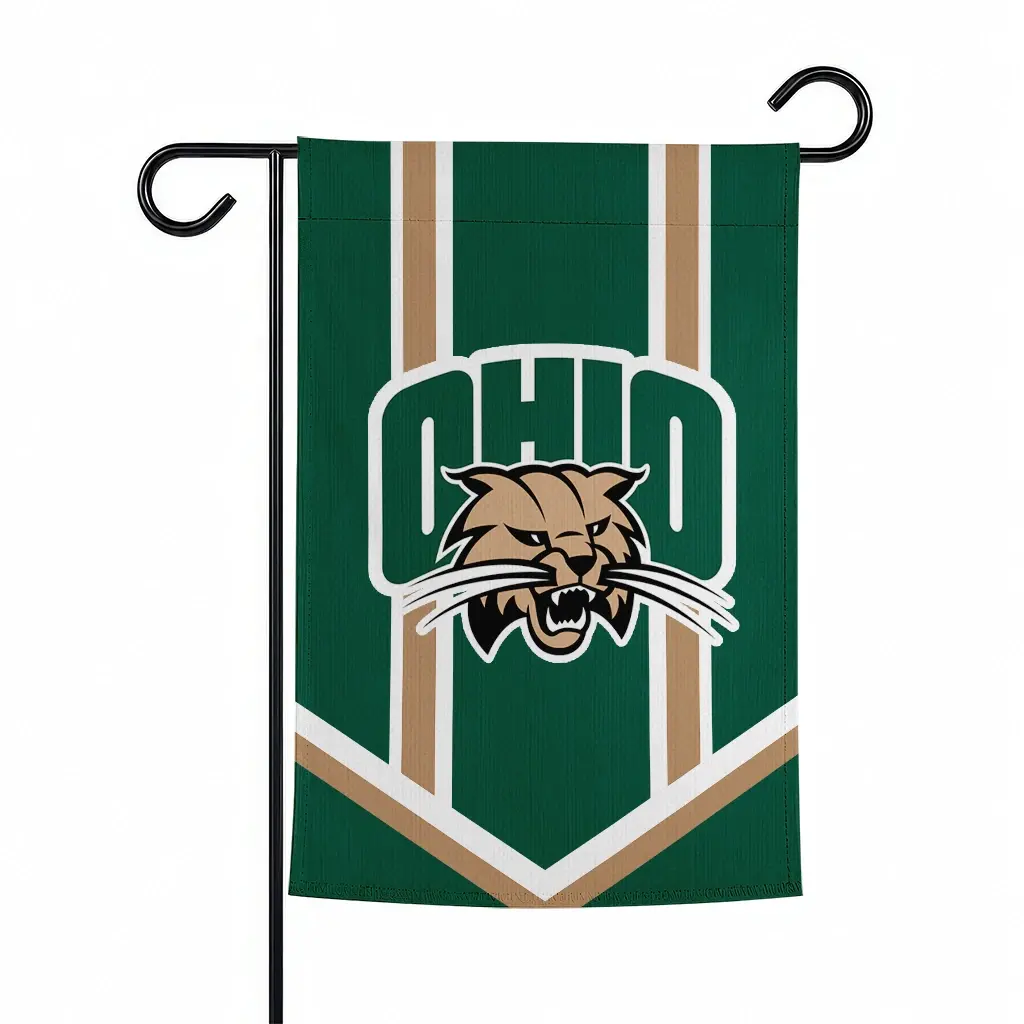 Ohio Bobcats Garden Flag Custom Chevron Stripes Green Best Selling Ohio Bobcats Garden Flag Custom Chevron Stripes Green Best Selling
