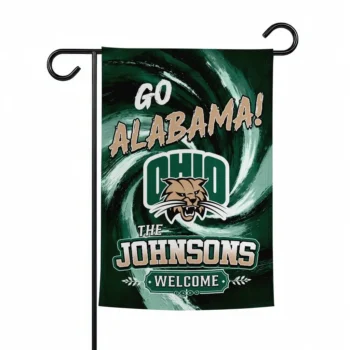 Ohio Bobcats Garden Flag Customized Swirl Vortex Green Best Selling