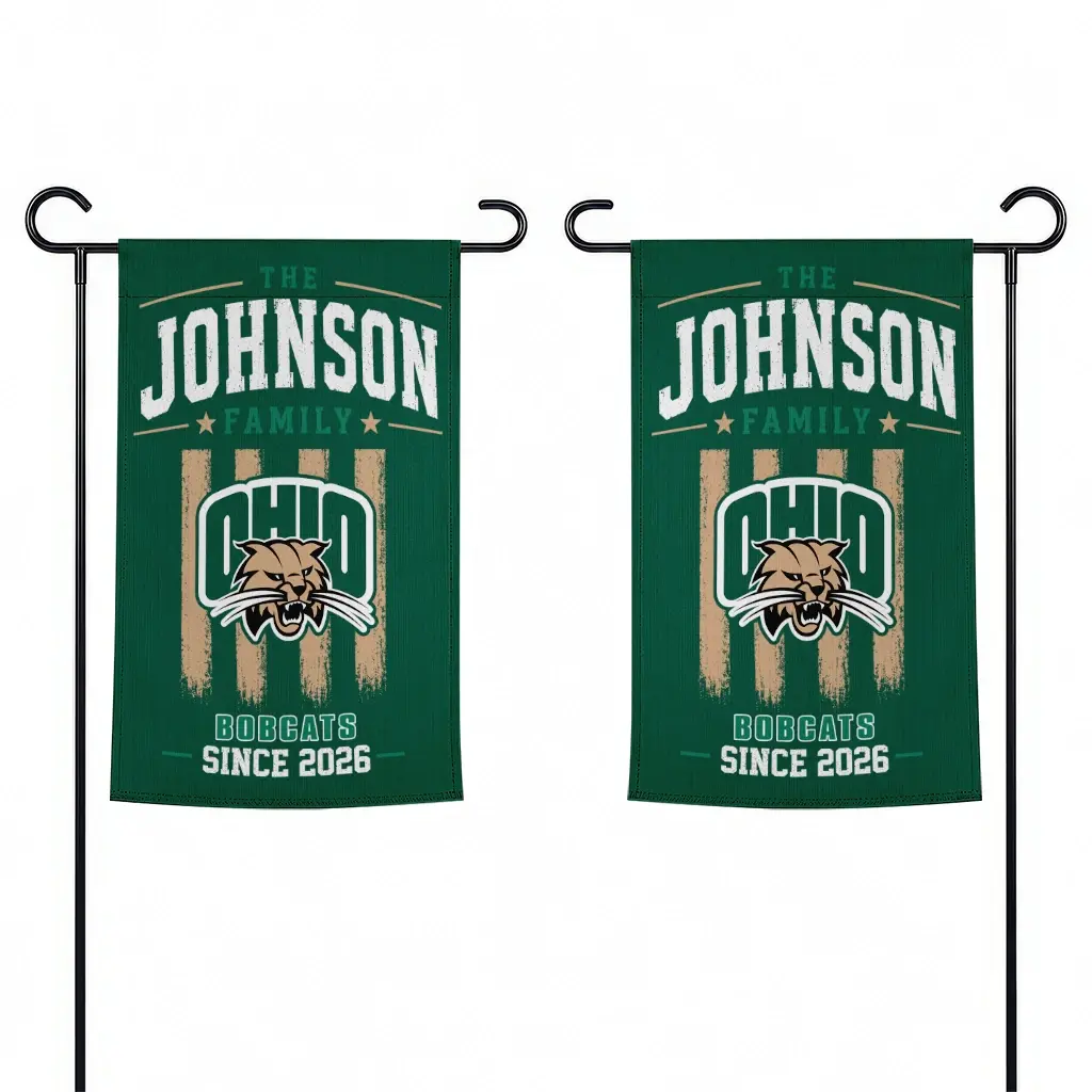 Ohio Bobcats Garden Flag Personalized Distressed Stripes Green Fashion Forward Ohio Bobcats Garden Flag Personalized Distressed Stripes Green Fashion Forward