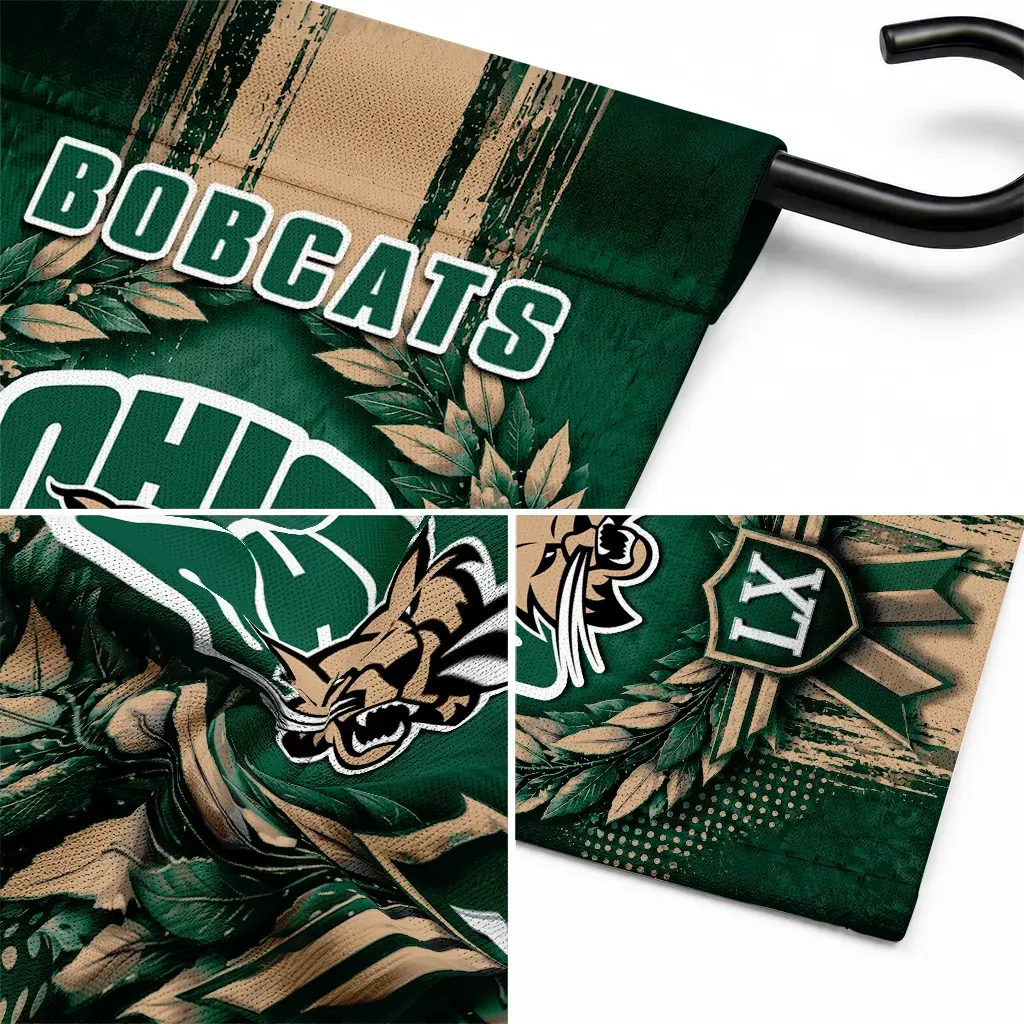 Ohio Bobcats Garden Flag Personalized Laurel Wreath Green Latest Model Ohio Bobcats Garden Flag Personalized Laurel Wreath Green Latest Model
