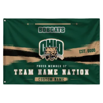 Ohio Bobcats House Flag Custom Brushed Streaks Green Best Selling