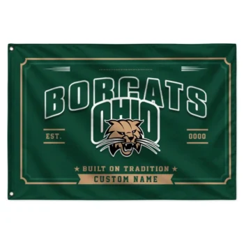 Ohio Bobcats House Flag Custom Ornate Border Green Best Selling