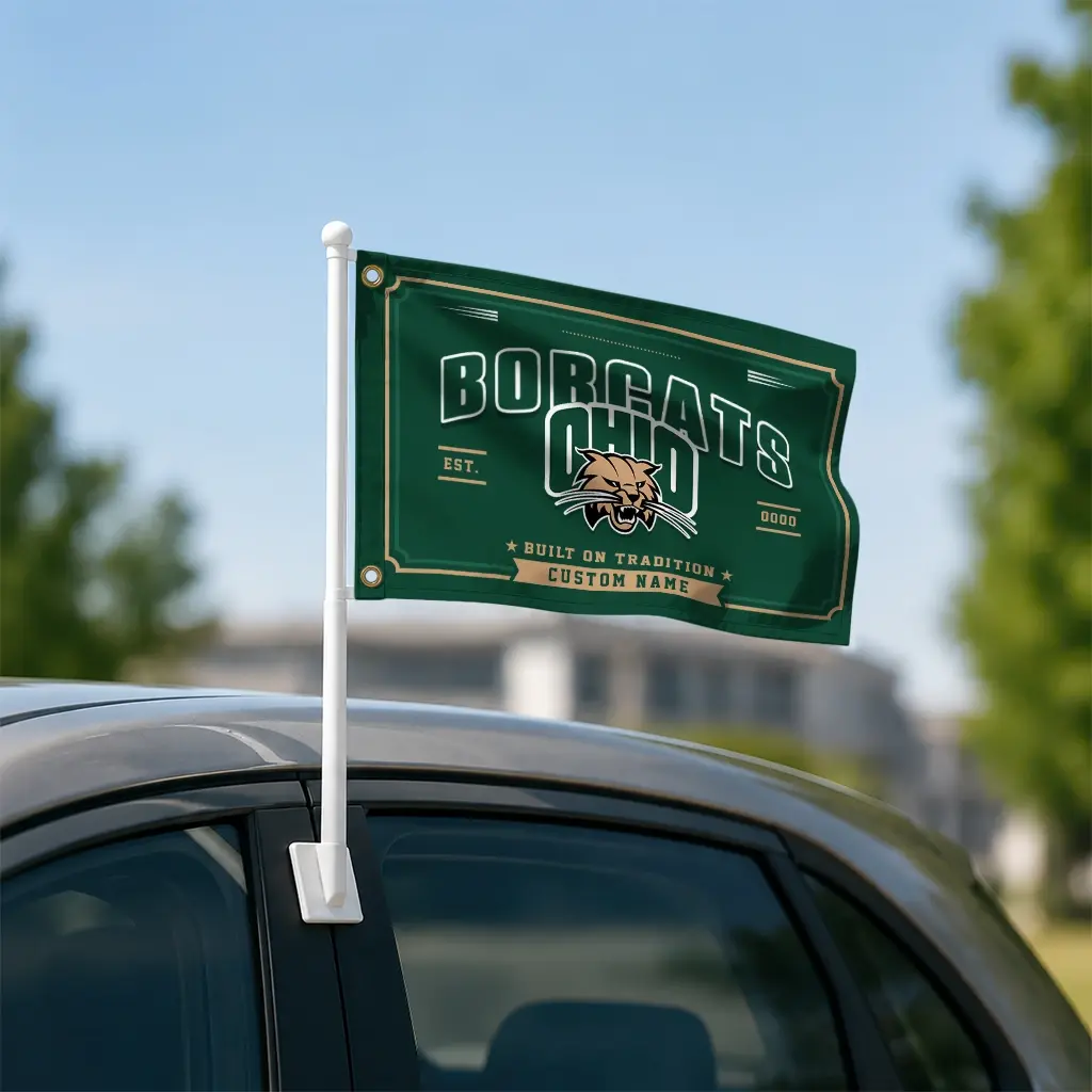 Ohio Bobcats House Flag Custom Ornate Border Green Latest Model Ohio Bobcats House Flag Custom Ornate Border Green Latest Model
