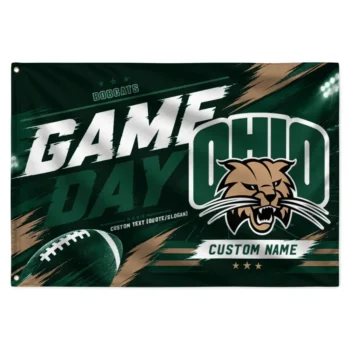Ohio Bobcats House Flag Customized Action Streaks Green Best Selling