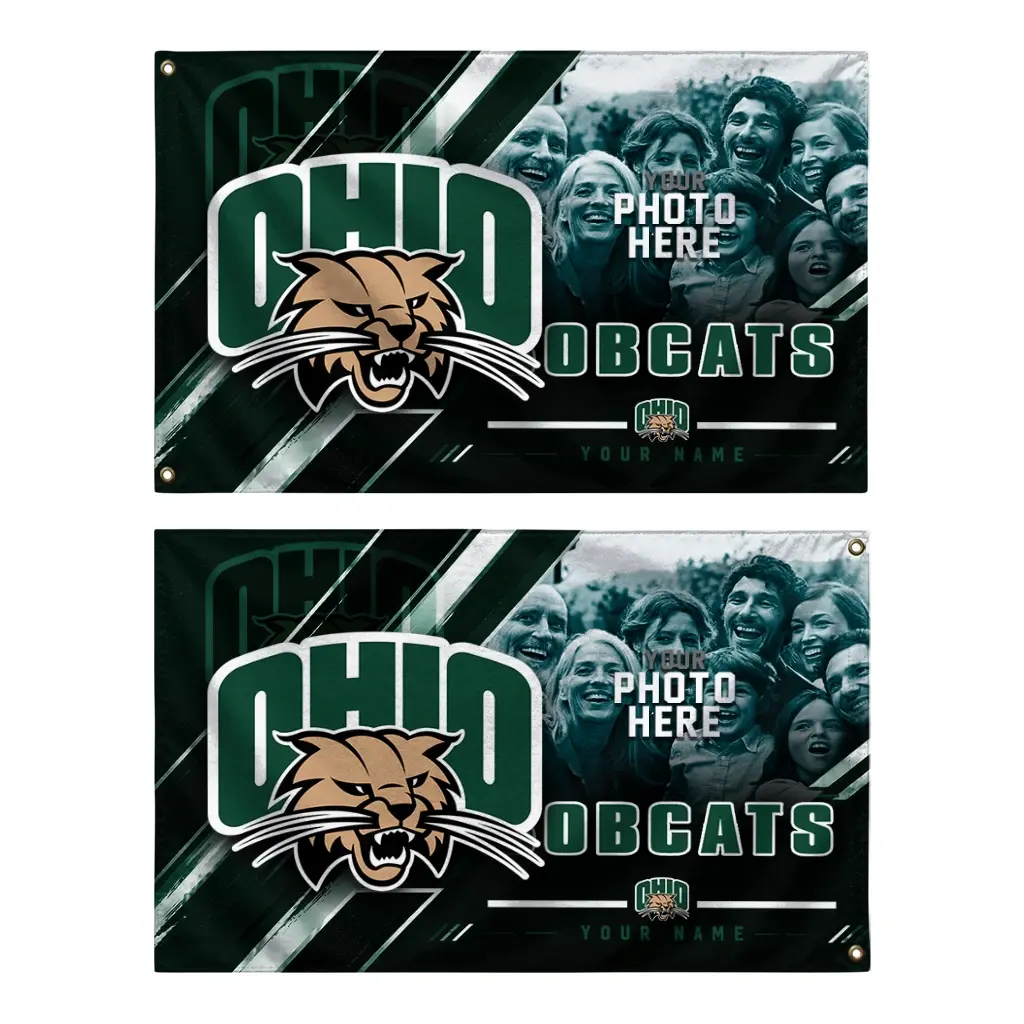 Ohio Bobcats House Flag Customized Diagonal Stripes Green Fashion Forward Ohio Bobcats House Flag Customized Diagonal Stripes Green Fashion Forward