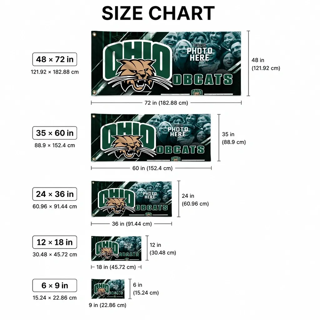 Ohio Bobcats House Flag Customized Diagonal Stripes Green High Quality Ohio Bobcats House Flag Customized Diagonal Stripes Green High Quality