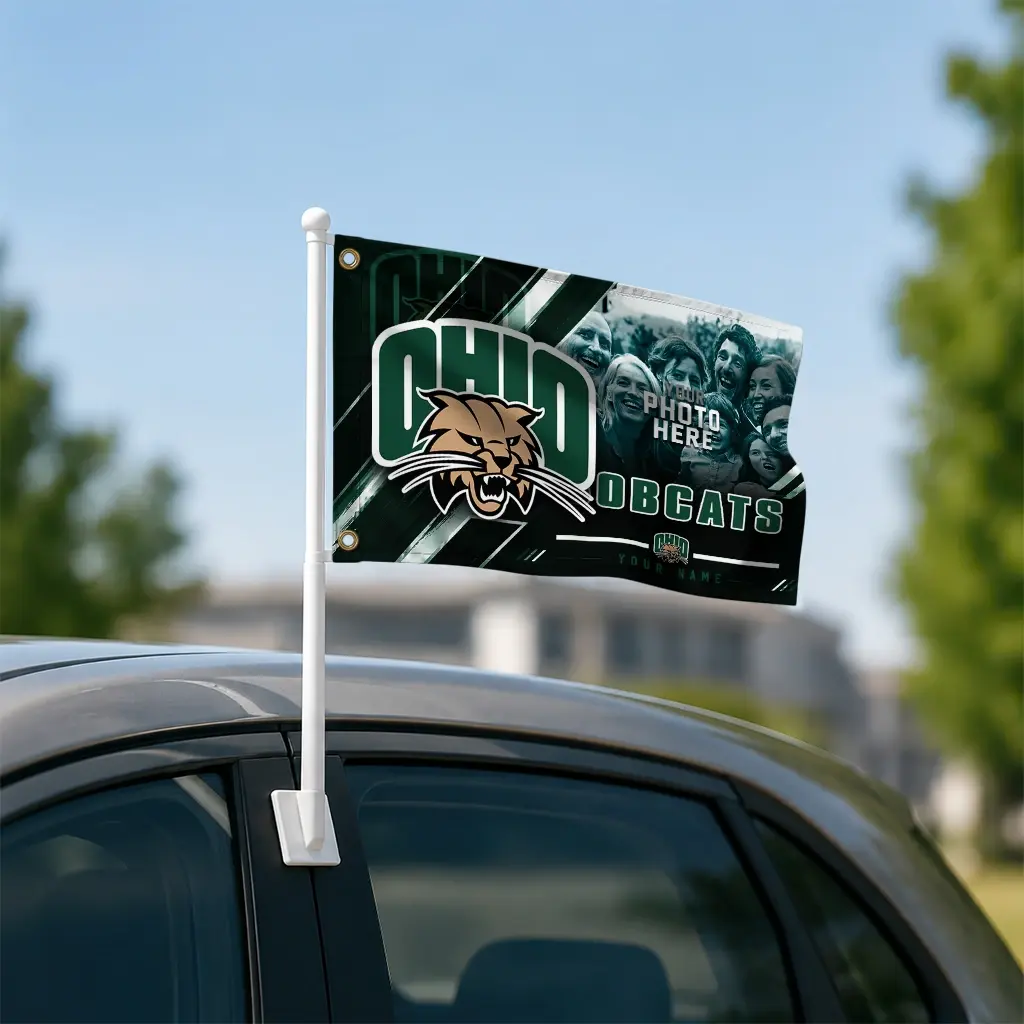 Ohio Bobcats House Flag Customized Diagonal Stripes Green Latest Model Ohio Bobcats House Flag Customized Diagonal Stripes Green Latest Model