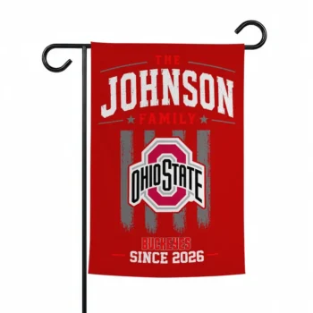 Ohio State Buckeyes Garden Flag Customized Distressed Stripes Scarlet Best Selling