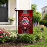 Ohio State Buckeyes Garden Flag Customized Laurel Wreath Scarlet Best Selling