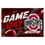 Ohio State Buckeyes House Flag Custom Action Streaks Scarlet Best Selling
