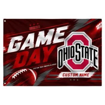 Ohio State Buckeyes House Flag Custom Action Streaks Scarlet Best Selling
