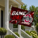 Ohio State Buckeyes House Flag Custom Action Streaks Scarlet Best Selling