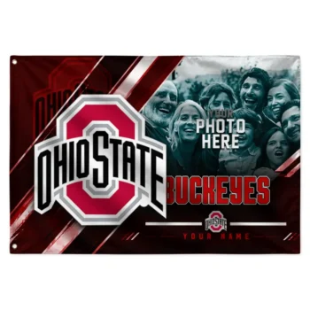 Ohio State Buckeyes House Flag Custom Diagonal Stripes Scarlet Best Selling