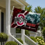 Ohio State Buckeyes House Flag Custom Diagonal Stripes Scarlet Best Selling