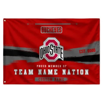 Ohio State Buckeyes House Flag Personalized Brushed Streaks Scarlet Best Selling