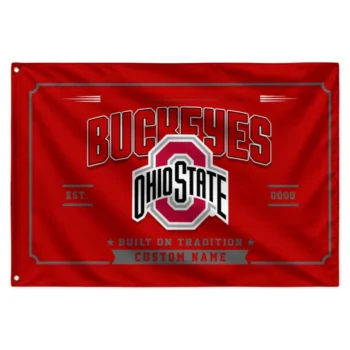 Ohio State Buckeyes House Flag Personalized Ornate Border Scarlet Best Selling