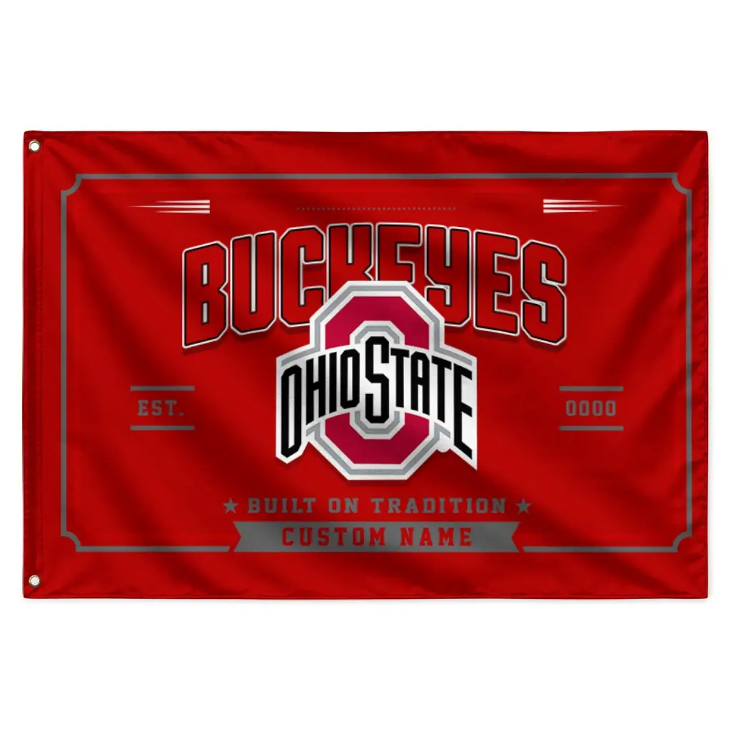 Ohio State Buckeyes House Flag Personalized Ornate Border Scarlet Best Selling Ohio State Buckeyes House Flag Personalized Ornate Border Scarlet Best Selling