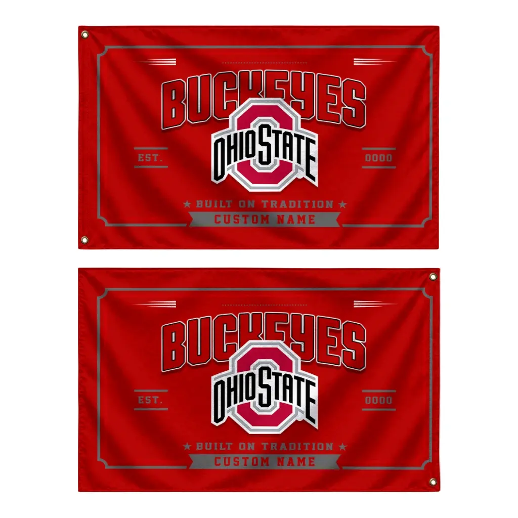 Ohio State Buckeyes House Flag Personalized Ornate Border Scarlet Fashion Forward Ohio State Buckeyes House Flag Personalized Ornate Border Scarlet Fashion Forward