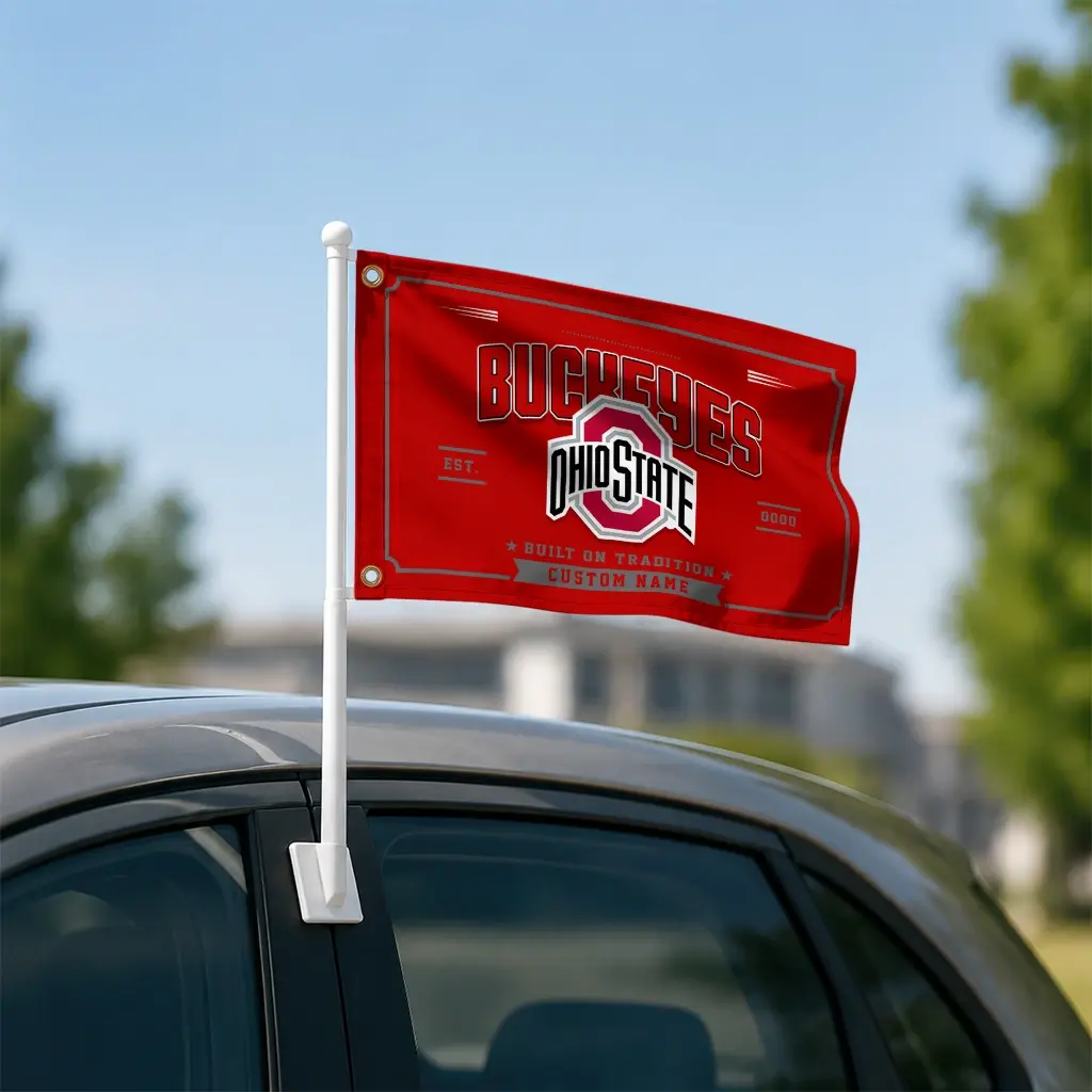Ohio State Buckeyes House Flag Personalized Ornate Border Scarlet Latest Model Ohio State Buckeyes House Flag Personalized Ornate Border Scarlet Latest Model