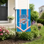 Oklahoma City Thunder Garden Flag Custom Chevron Stripes Blue Best Selling